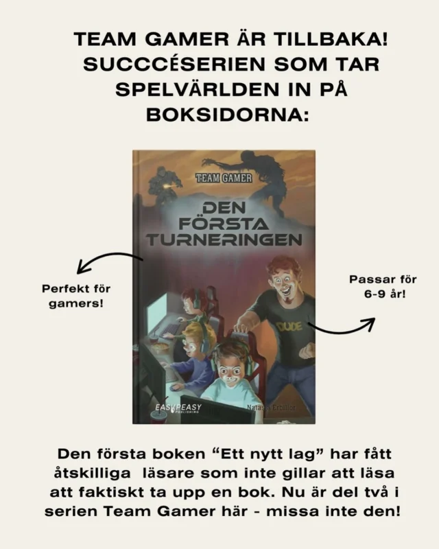 🎮💥 Team Gamer är tillbaka! 💥🎮

Det är snart turnering – och för första gången ska Ali, Dante och Oliver tävla tillsammans på riktigt. De tränar stenhårt i spelet Zombie mot Sniper, men lagledaren Dante tycker inte att det räcker.
🏃‍♂️ ”Vi måste springa också – man måste ha kondis för att orka spela!”
Alla är inte övertygade, men Dante bestämmer. För det mesta.

📘 Del 2 i den lättlästa serien om Team Gamer är här! En berättelse om vänskap, konflikter och dataspel – med humor, allvar och färgillustrationer på nästan varje sida.

👾 För dig som letar efter en bok till barn från ca 7 år – särskilt till den som älskar spel, men kanske är lite motvillig till att läsa. Perfekt för skolbibliotek, klassuppsättningar och lärare som vill väcka läslust!

✍️ Författare: Natasja Erbillor
🎨 Illustratör: Rasmus Jensen
📗 Lix 14

💡 Missa inte första delen: Ett nytt lag
📚 Tipsa en lärare, skolbibliotekarie eller gamer-förälder!

#TeamGamer #Lättläst #Boktips #LäsningFörBarn #GamersWhoRead #ZombieMotSniper #NatasjaErbillor #RasmusJensen #Barnbokstips #Läslust #lättläst #easypeasy